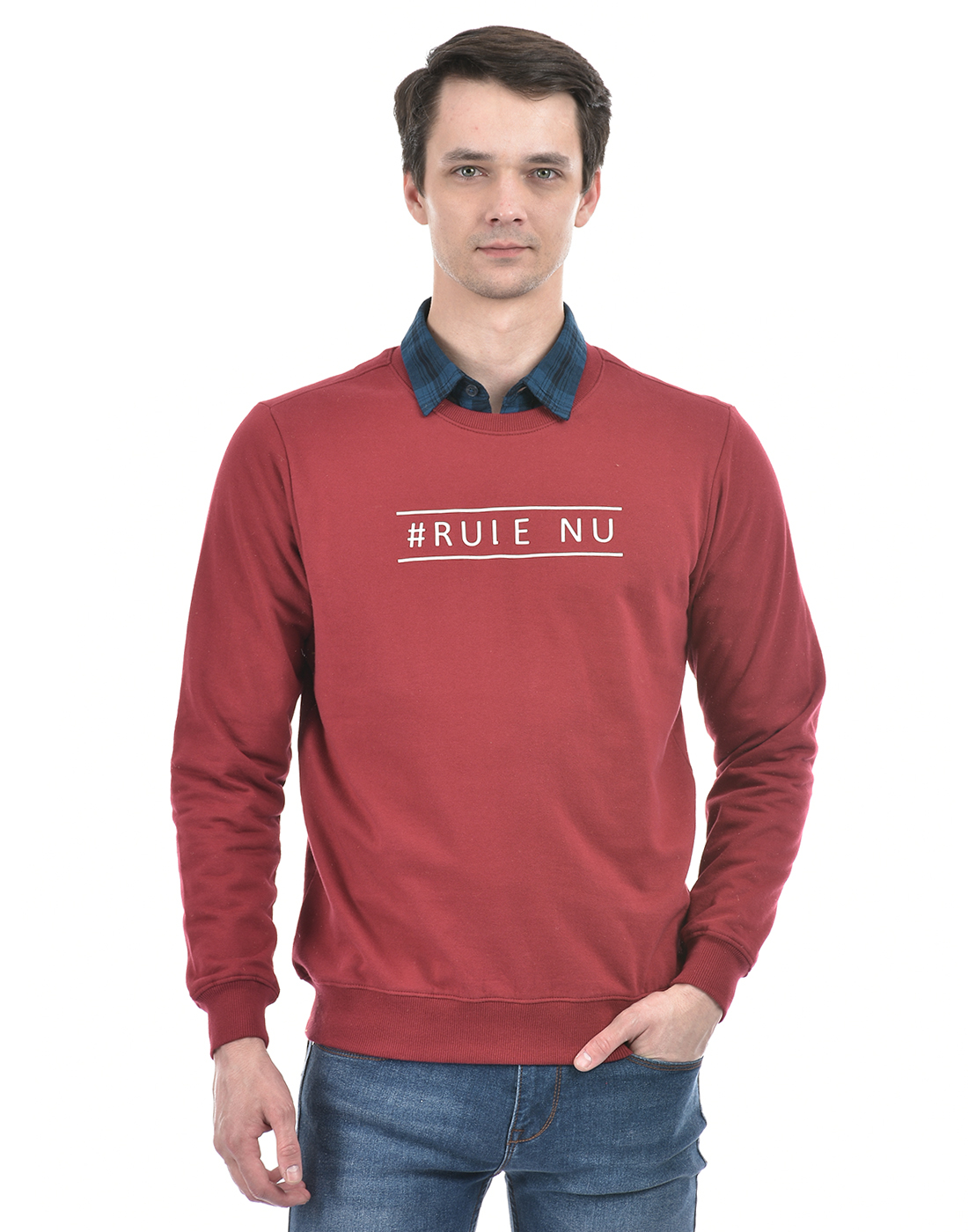 Numero Uno Men Typography Maroon Sweat Shirt